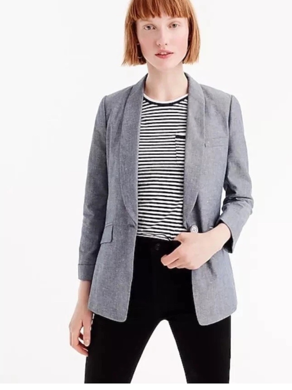 NWT J.Crew size 6 linen blend Classic Women's Grey Blazer